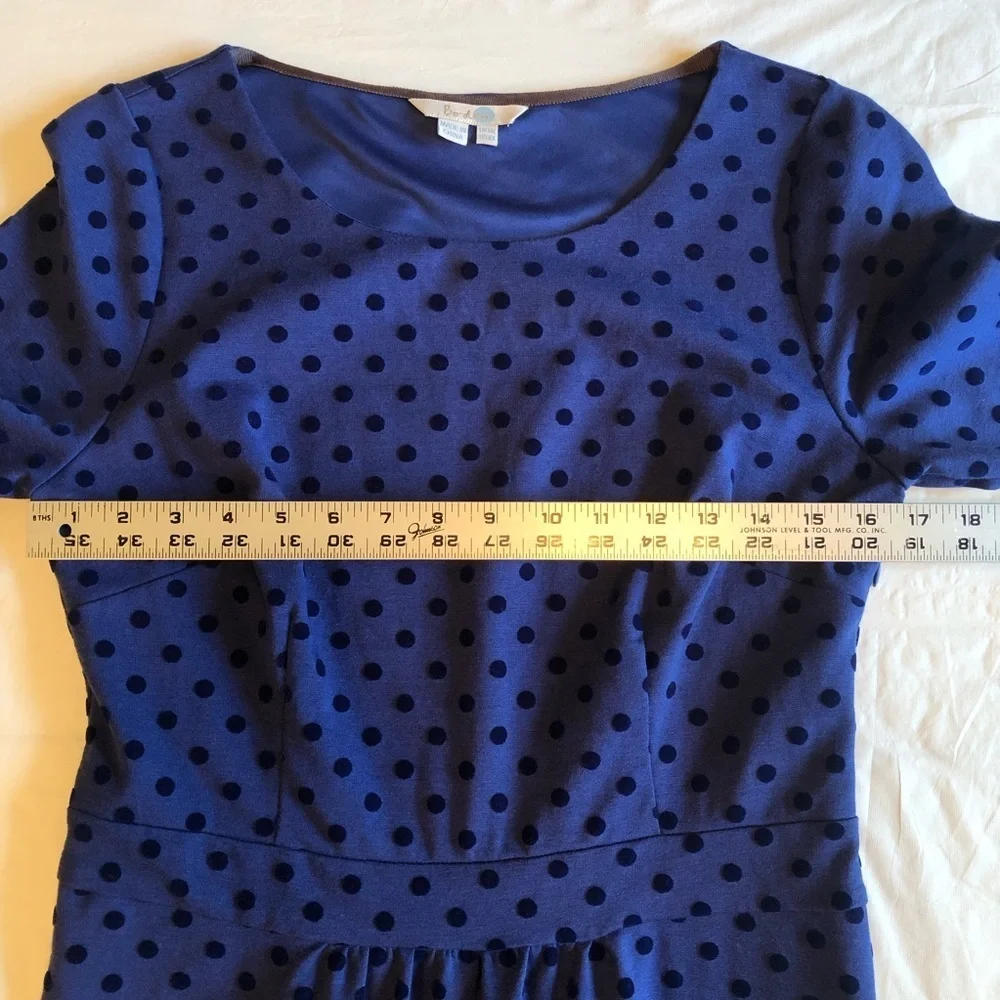 Boden Blue Polka Dot Dress with 3/4 Sleeves Size 10L